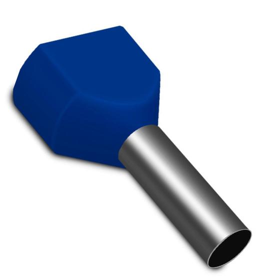 Imagem de 100 Terminal Pré-Isolado Tubular Duplo 2,5mm² Azul TE2510