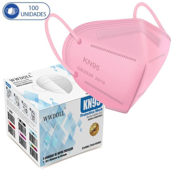 Imagem de 100 Unidades de Máscaras KN95 Descartáveis Rosa com Filtro WWDoll