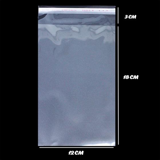 Imagem de 100 Unidades saco Plástico Adesivado sem Solapa 12x18 cm