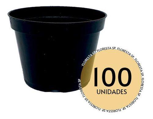 Imagem de 100 Vasos Pote 11 Plástico Rígido Preto p Suculentas e Mudas