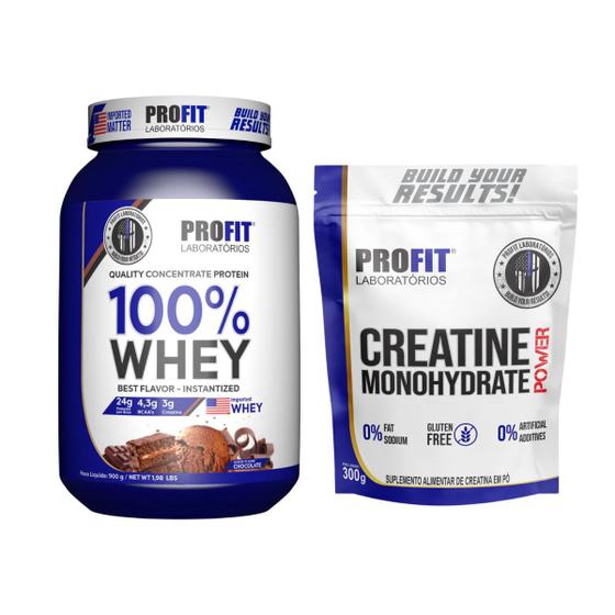 Imagem de 100% Whey Concentrate Chocolate 900g + Creatina 300g  Profit