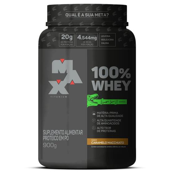 Imagem de 100% Whey Dino Pote 900g Caramelo Macchiato- Max Titanium