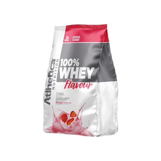 Imagem de 100% Whey Flavour (900g) Morango Atlhetica Nutrition