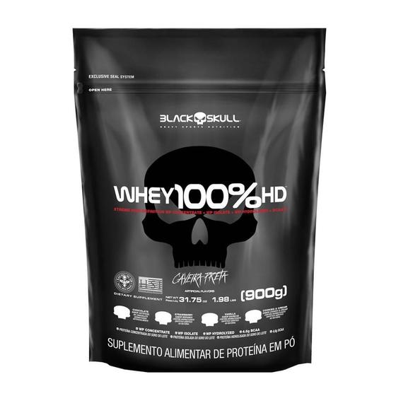 100% Whey Hd Cookies And Cream 900G Refil - Black Skull Menor preço em 100% Whey Hd Cookies And Cream 900G Refil - Black Skull