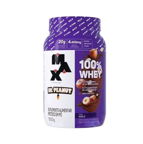 Imagem de 100% Whey Max Titanium x Dr. Peanut (900g) - Sabor: Avelã