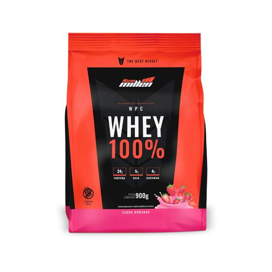 100% Whey Protein 900g Refil - New Millen Menor preço em 100% Whey Protein 900g Refil - New Millen