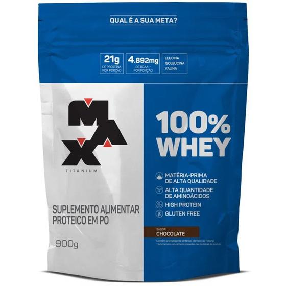 Imagem de 100% Whey Protein Concentrado - 900g - Refil - Max Titanium