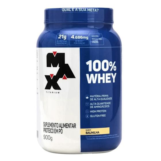 Imagem de 100% Whey Protein Max Titanium Concentrate 900g Baunilha