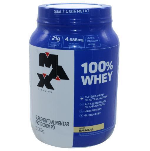 Imagem de 100% Whey Protein Max Titanium Proteina Sabor Baunilha 900Gr