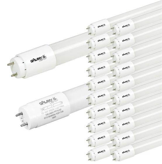 Imagem de 100 x Lâmpada Led Tubular T8 Vidro 18W 6500K G13120cm Bivolt