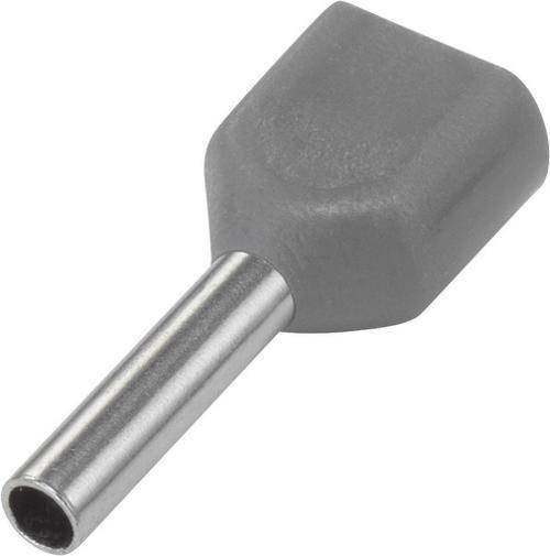 Imagem de 100 X Terminal Conector Tubular Ilhós Duplo 0,75Mm Cinza