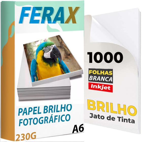 Imagem de 1000 Folhas Papel Fotográfico Glossy 230g 10x15 Padrão