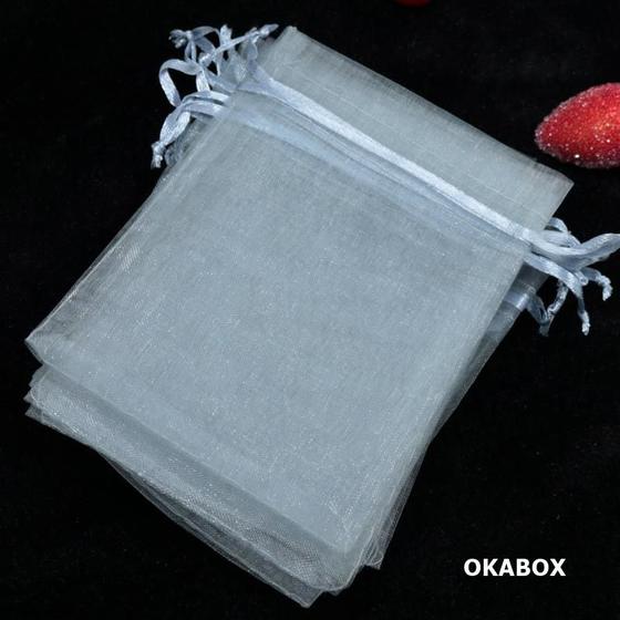 Imagem de 1000 Saquinhos De Organza 7x9 Cm Branco com fita cetim lembrancinhas