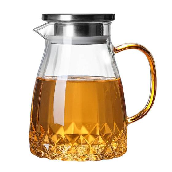 Imagem de 1000ML Glass Kettle Water Pitcher Home Kettle Tea Pot Glass Water Jug com alça para ebulição cold drinkware glass pitcher Jarros