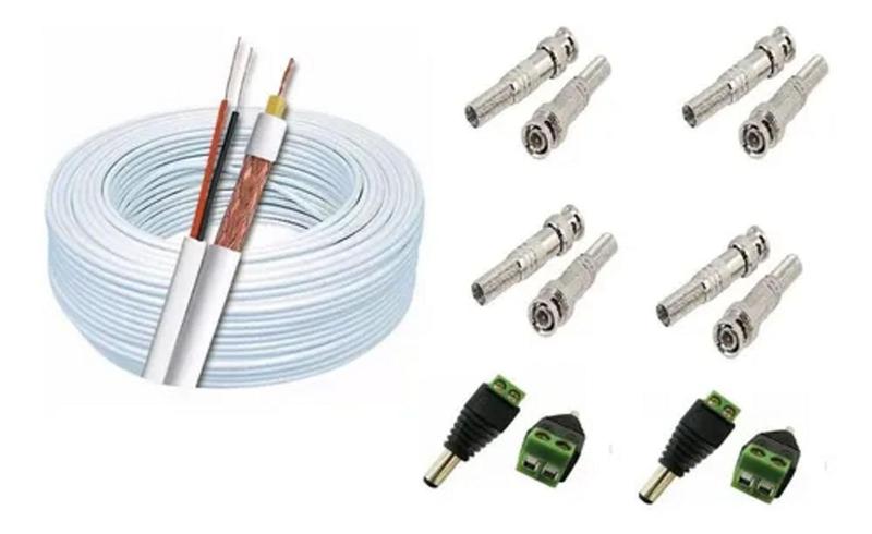 100m Cabo Coaxial Para Cftv + Conectores P/ 4 Câmeras Menor preço em 100m Cabo Coaxial Para Cftv + Conectores P/ 4 Câmeras