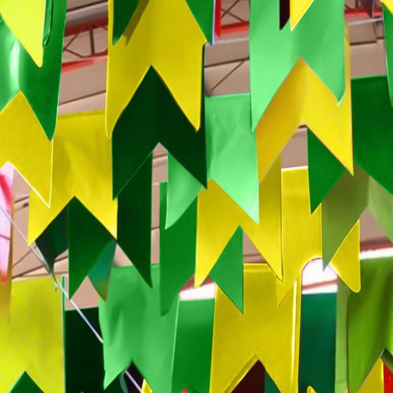 Imagem de 100M De Bandeirinha De Papel Decorativa Verde e Amarelo Copa