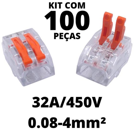 Imagem de 100un Conector Emenda Derivação Para Iluminação 2 vias 4mm² 32A/450V