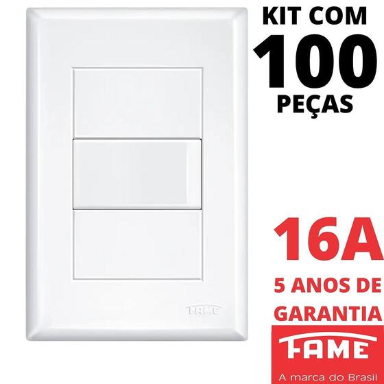 Imagem de 100un Interruptor Simples 16A Com Placa Evidence FAME