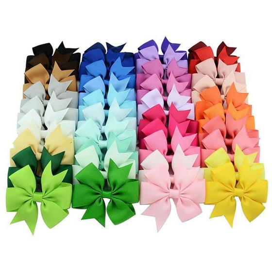 Imagem de 100un. Lacinhos de Cabelo Com Jacaré em Fita De Gorgurão - Cores Variadas