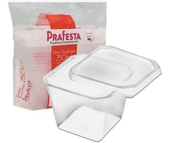 Imagem de 100un Potinho Quadrado 250ml Prafesta (5pct) Sobremesa/doce