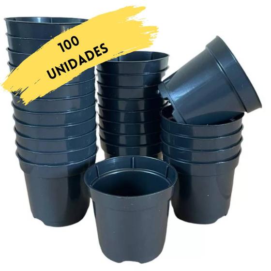 Imagem de 100X Vasos Plantio P11 (450ml) Preto INJEPLASTEC