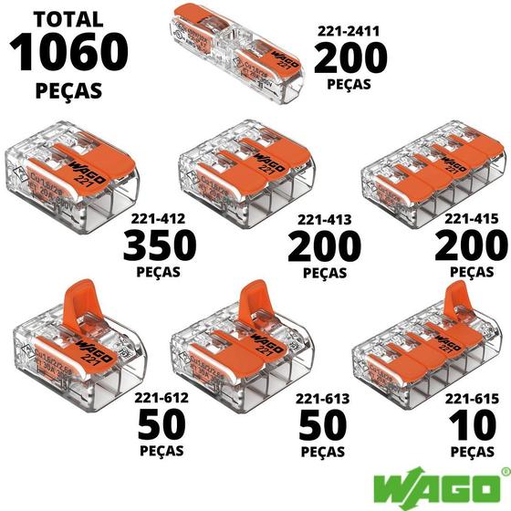 Imagem de 1060un Conector Wago 221 Emenda Derivação 2, 3 e 5 vias 4/6mm² 32A/41A/450V K65