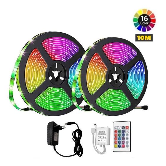 10m Luz Fita Led Colorida 5050 Rgb Quarto Sanca 16 Cores 12v Menor preço em 10m Luz Fita Led Colorida 5050 Rgb Quarto Sanca 16 Cores 12v