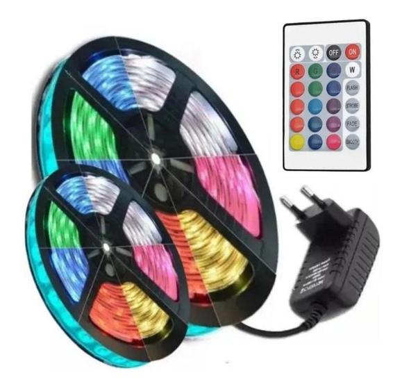 Imagem de 10m Luz Fita Led Colorida 5050 Rgb Quarto Sanca 16 Cores 12v - Fita Led RGB