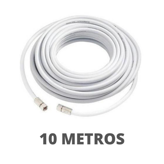 Imagem de 10Mt Cabo Coaxial Branco P/ Antena Tv Pronto Com Conectores
