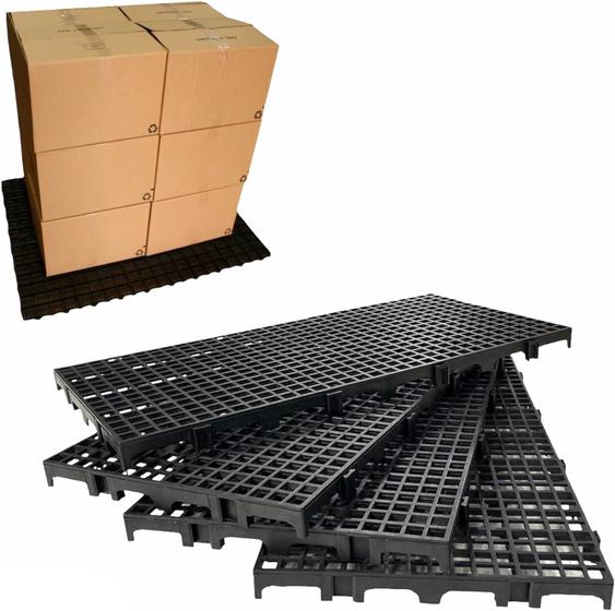 Imagem de 10pc Pallet Estrado Plástico Preto 2,5x25x50 Cm De Qualidade