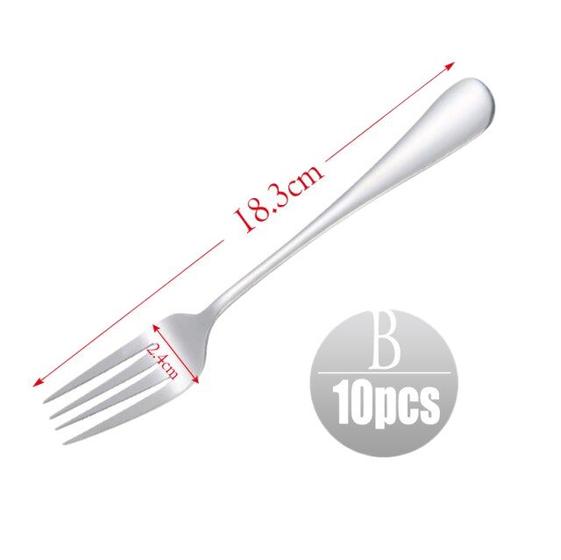 Imagem de 10pcs 18.3cm Inoxidável Alimento Forks Western Style Food Muti Funcional Jantar Principal Garfo Pratos De Talheres Desarmes de talheresdinner Forkfruit Forkfork Cutlery