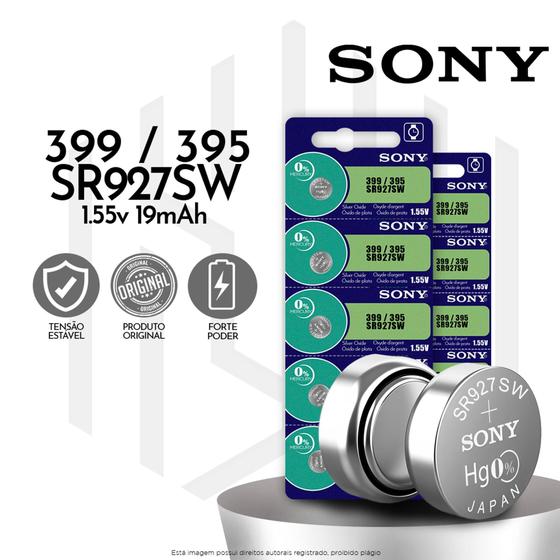 Imagem de 10un. Bateria de relógio 399/395 SR927SW 1.55V Original SONY