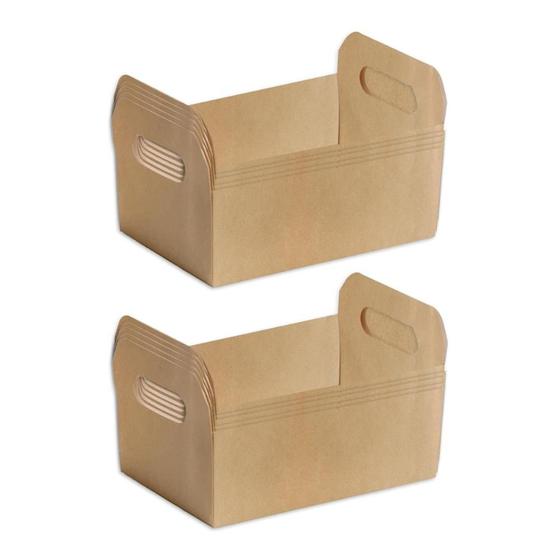 Imagem de 10Un Caixote de Papel Cartão Kraft Pardo pequena com alça Cromus para Presente e Decoração de Festas