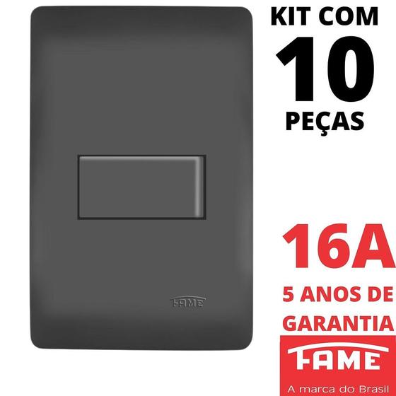 Imagem de 10un Interruptor Bipolar Paralelo Three Way 16A Com Placa Habitat Black FAME