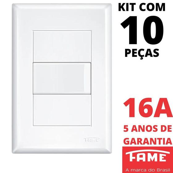 Imagem de 10un Interruptor Paralelo Three Way 16A Com Placa Evidence FAME