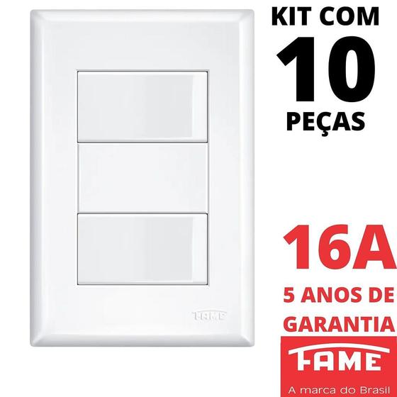 Imagem de 10un Interruptor Simples 2 Teclas 16A Com Placa 4x2 Evidence FAME