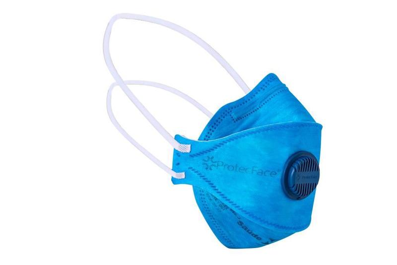 Imagem de 10un Máscara Semi Facial ProtecFace PFF2 Azul 3Paineis C/ Válvula