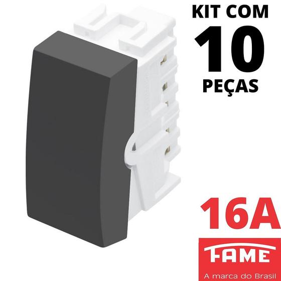 Imagem de 10un Módulo Interruptor Intermediário Four Way 16A Habitat Black FAME