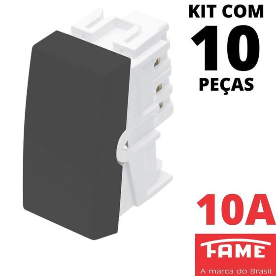 Imagem de 10un Módulo Interruptor Simples 10A Habitat Black FAME