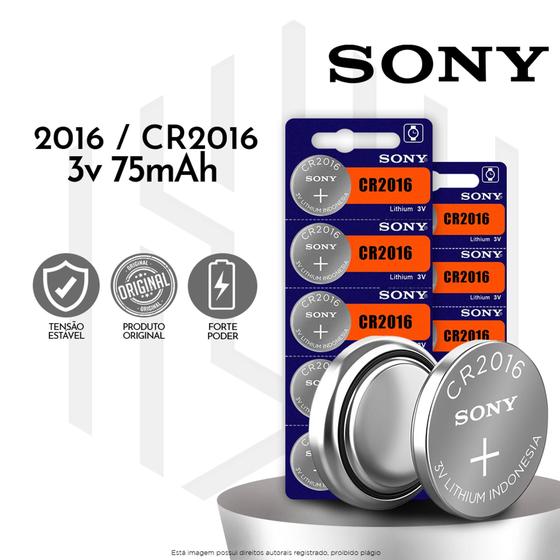 Imagem de 10un. Pilha Bateria CR2016 3V Original SONY