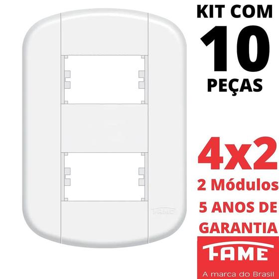 Imagem de 10un Placa 4X2 02 Módulos Com Suporte Blanc Mais FAME