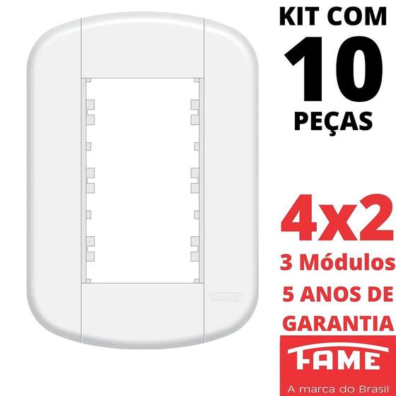 Imagem de 10un Placa 4X2 03 Módulos Com Suporte Blanc Mais FAME