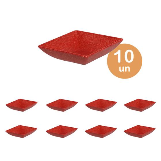 Imagem de 10un prato mini petisqueira quadrado aperitivos vermelho