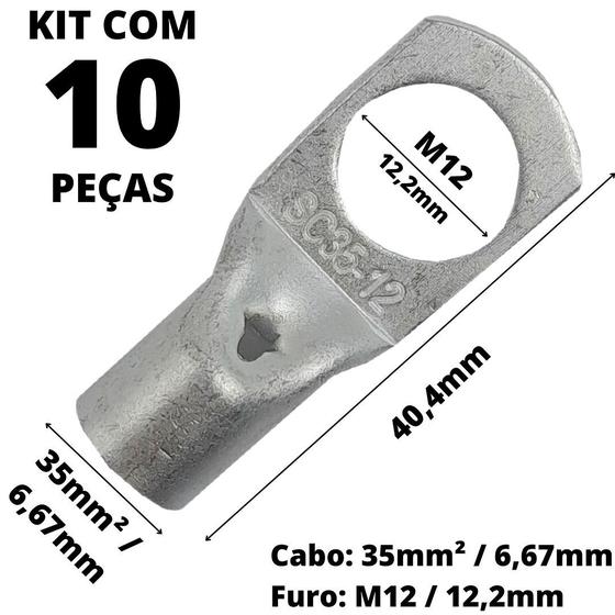 Imagem de 10un Terminal de Compressão Para Cabo de 35mm² Furo M12 SC35-12