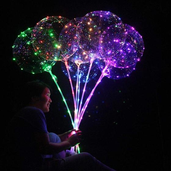 10x Balão Led Bubble Transparente C/ Vareta Haste Para Festa Menor preço em 10x Balão Led Bubble Transparente C/ Vareta Haste Para Festa