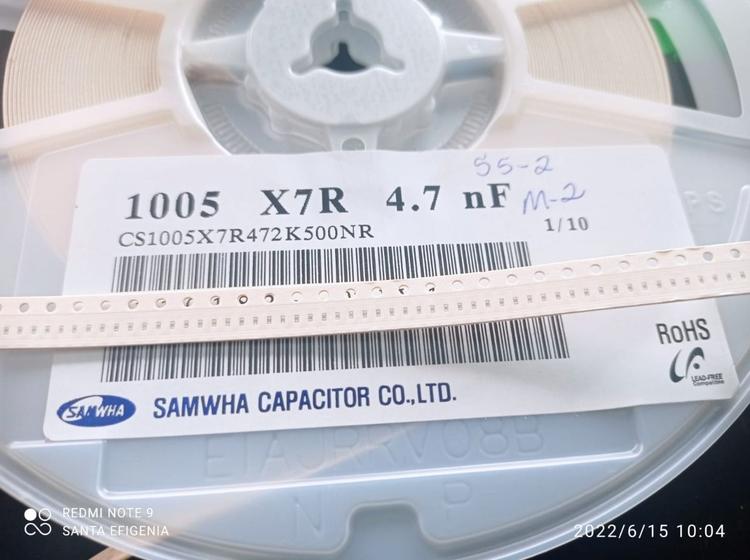 Imagem de 10x Capacitor 4,7nf/50v = 4k7/50v 0402 Smd 0,5x1mm Samwha