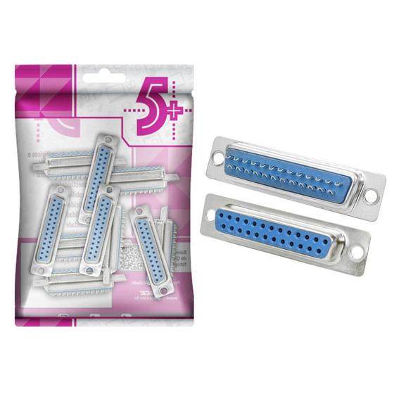 Imagem de 10x Conector Db25 Fêmea Solda Fio Serial Alta Qualidade