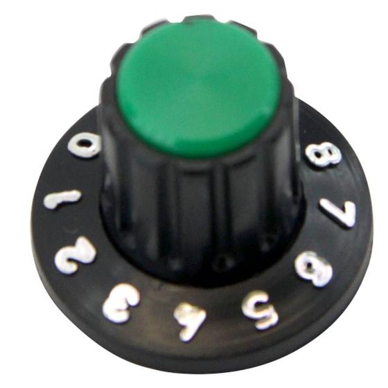 Imagem de 10x Knob Redondo Numerado Estriado S/ Parafuso 1426 - Verde