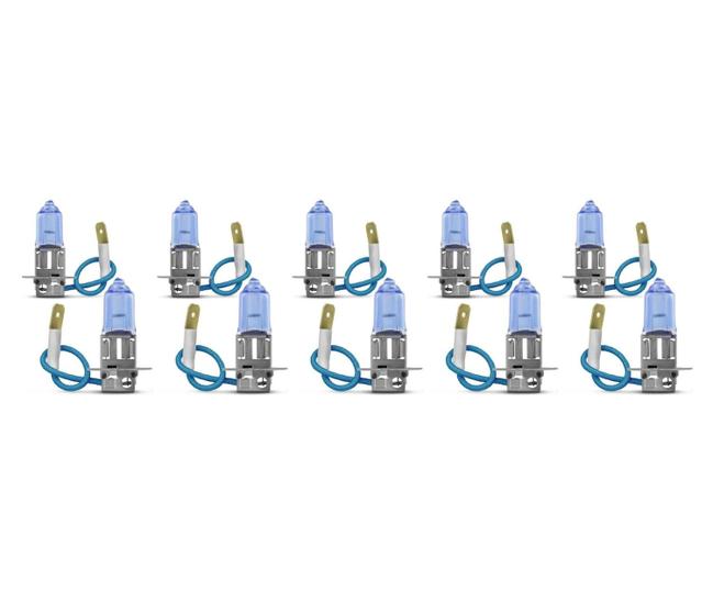 Imagem de 10X Lampada Automotiva Super Branca H3 55W 8500k Hid Milha