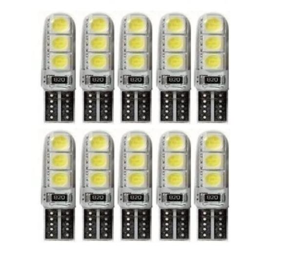 Imagem de 10X Lâmpada T10 6Leds Siliconada 4041 SMD Super Branca 6000k